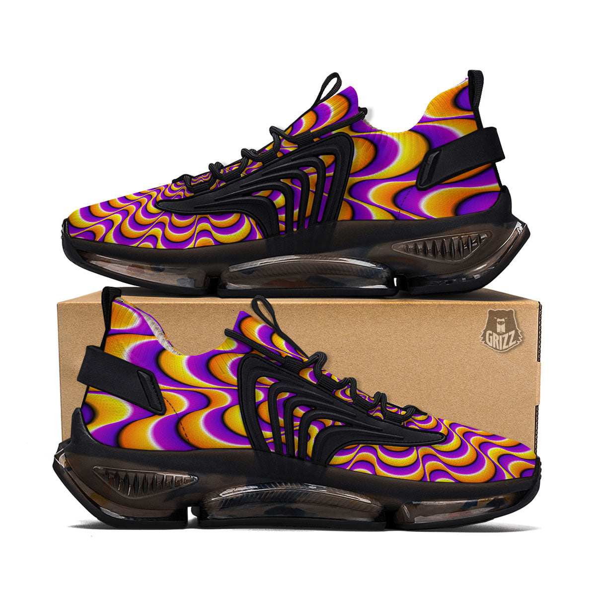 Illusion Optical Wave Psychedelic Black Gym Shoes-grizzshop