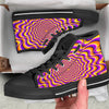 Illusion Optical Wave Psychedelic Black High Top Shoes-grizzshop