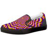 Illusion Optical Wave Psychedelic Black Slip On Shoes-grizzshop