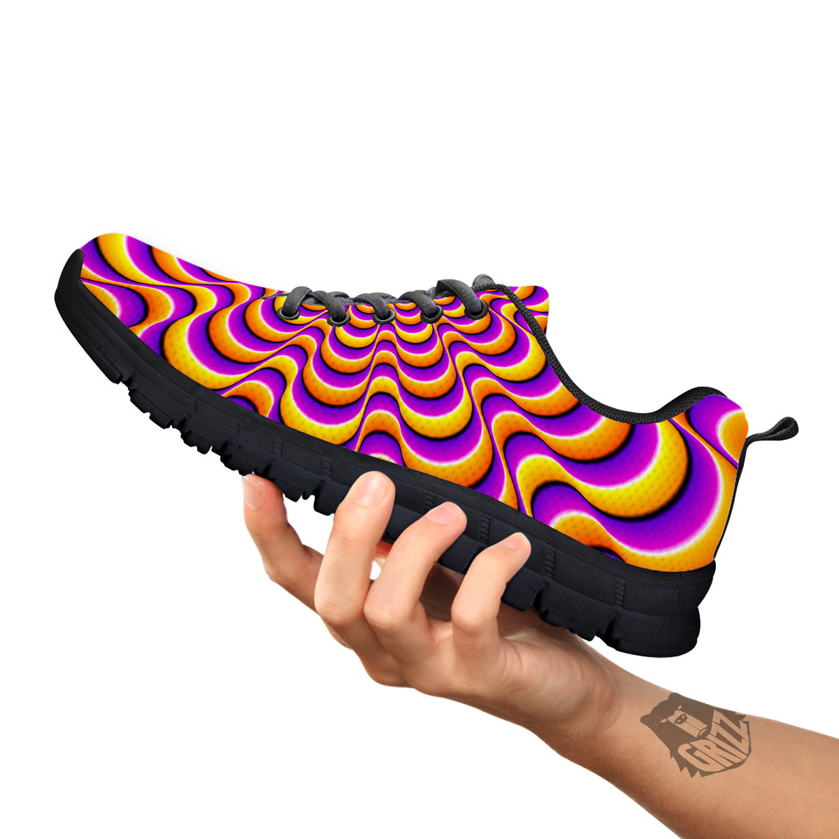 Illusion Optical Wave Psychedelic Black Sneaker-grizzshop