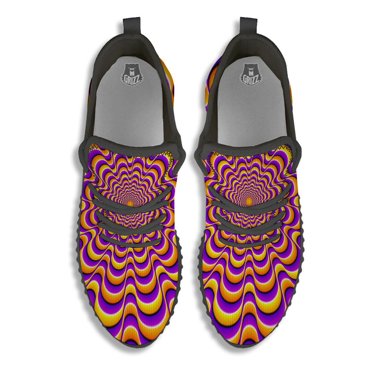 Illusion Optical Wave Psychedelic Black Walking Shoes-grizzshop