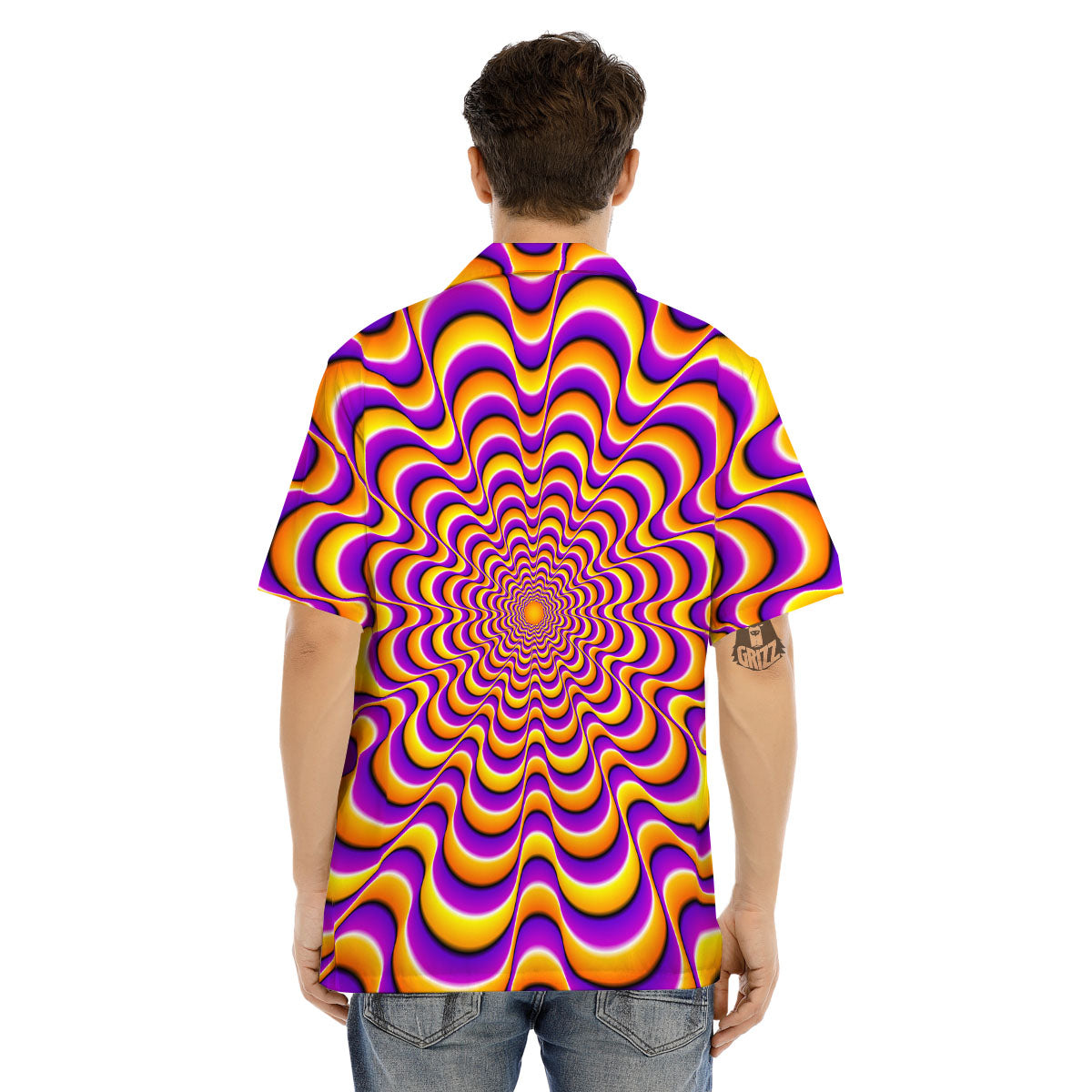 Illusion Optical Wave Psychedelic Men's Hawaiian Shirt-grizzshop