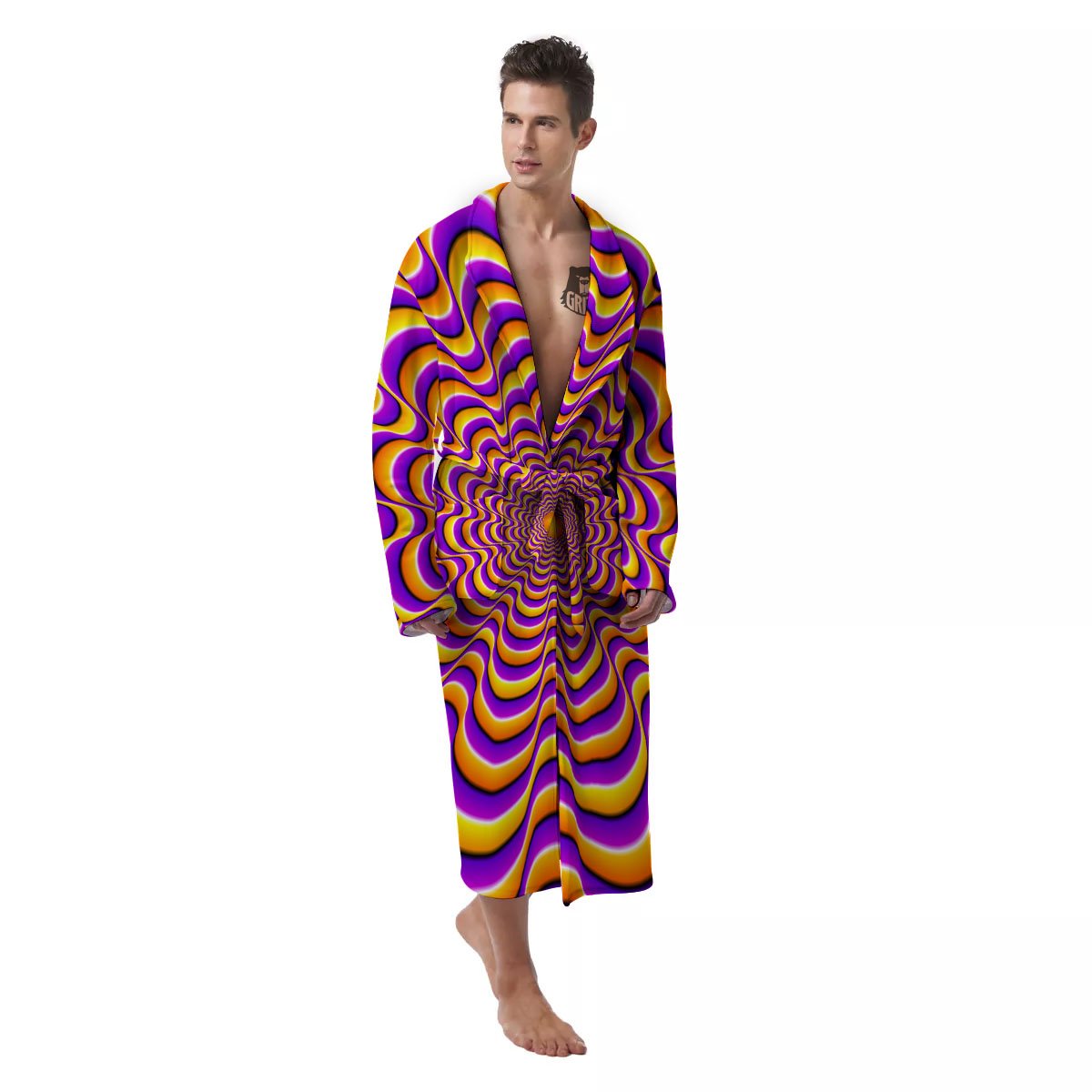 Illusion Optical Wave Psychedelic Men's Robe-grizzshop