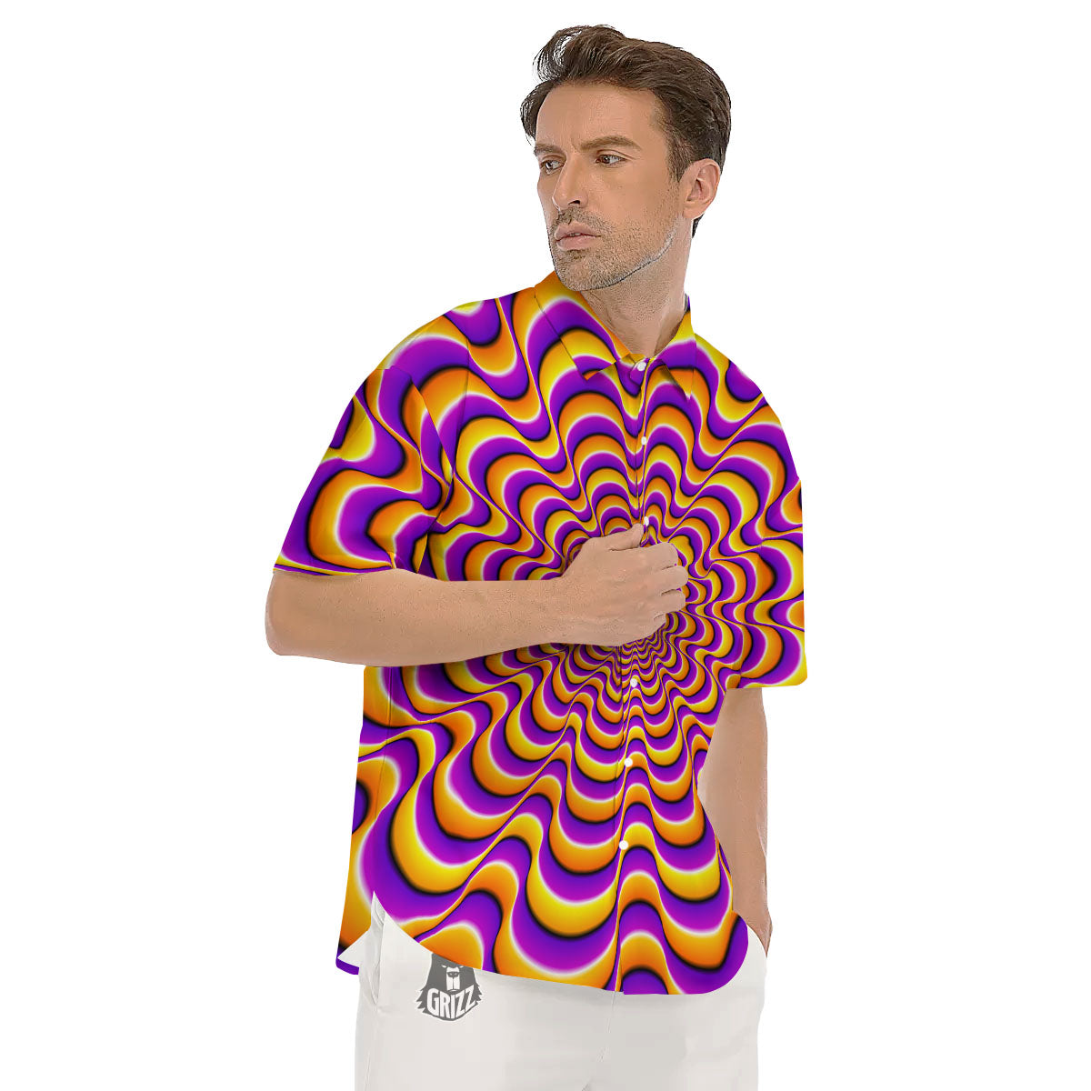 Illusion Optical Wave Psychedelic Men's Short Sleeve Shirts-grizzshop