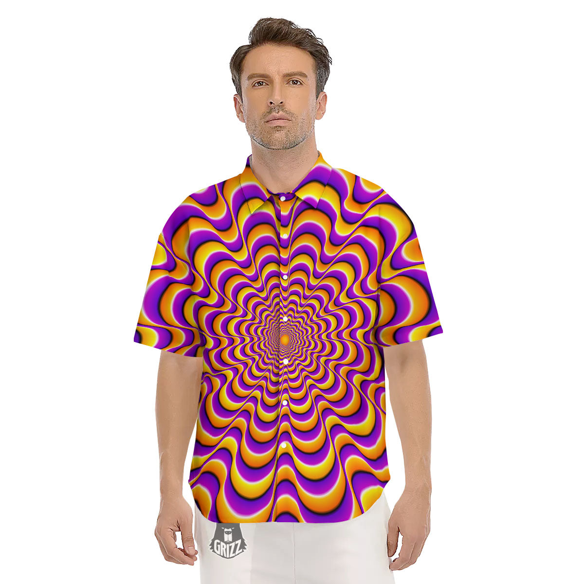 Illusion Optical Wave Psychedelic Men's Short Sleeve Shirts-grizzshop