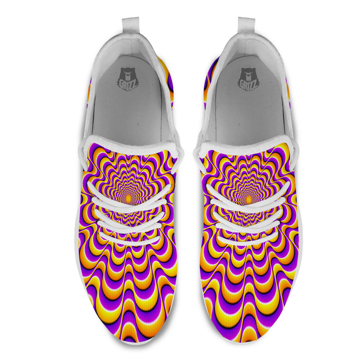 Illusion Optical Wave Psychedelic White Athletic Shoes-grizzshop