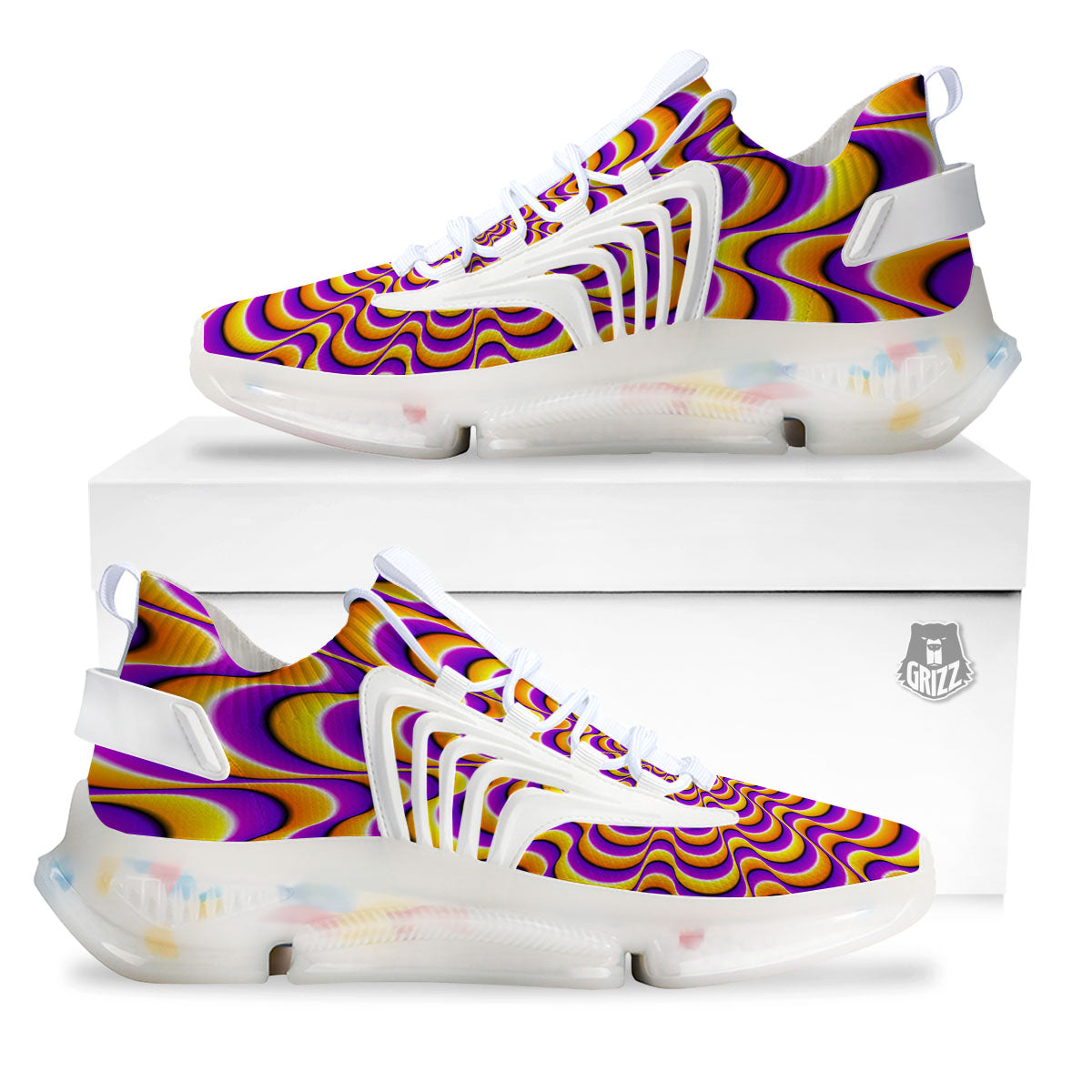 Illusion Optical Wave Psychedelic White Gym Shoes-grizzshop