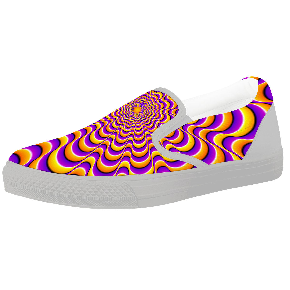 Illusion Optical Wave Psychedelic White Slip On Shoes-grizzshop