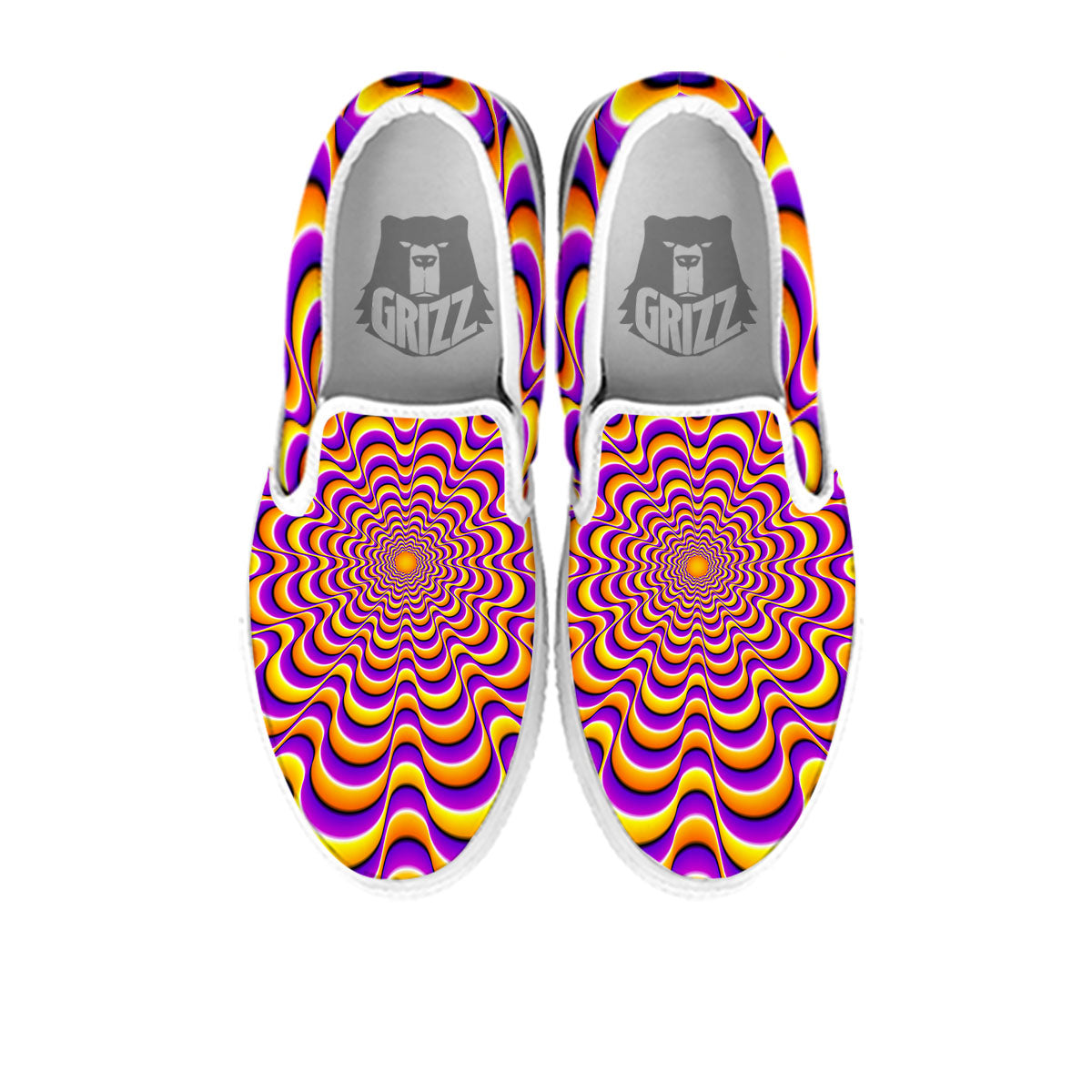 Illusion Optical Wave Psychedelic White Slip On Shoes-grizzshop