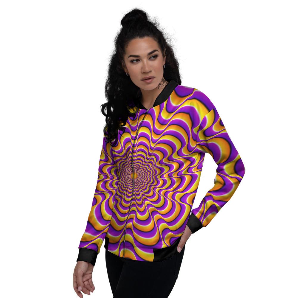 Illusion Optical Wave Psychedelic Women's Bomber Jacket-grizzshop