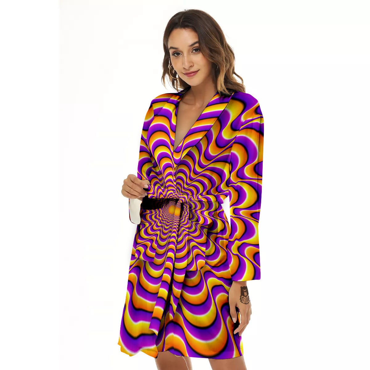 Illusion Optical Wave Psychedelic Women's Robe-grizzshop