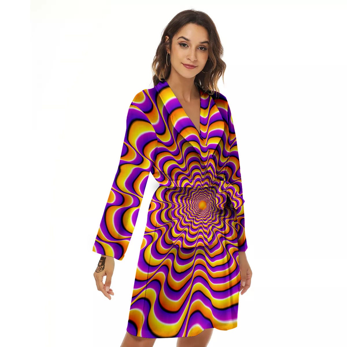 Illusion Optical Wave Psychedelic Women's Robe-grizzshop