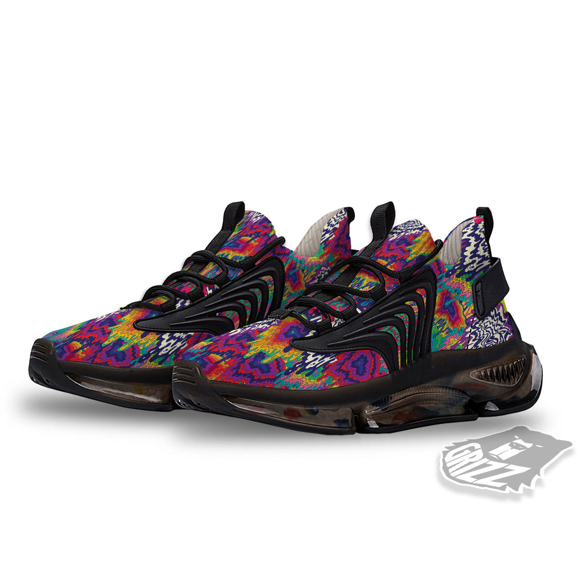 Illusion Psychedelic Print Pattern Black Gym Shoes-grizzshop
