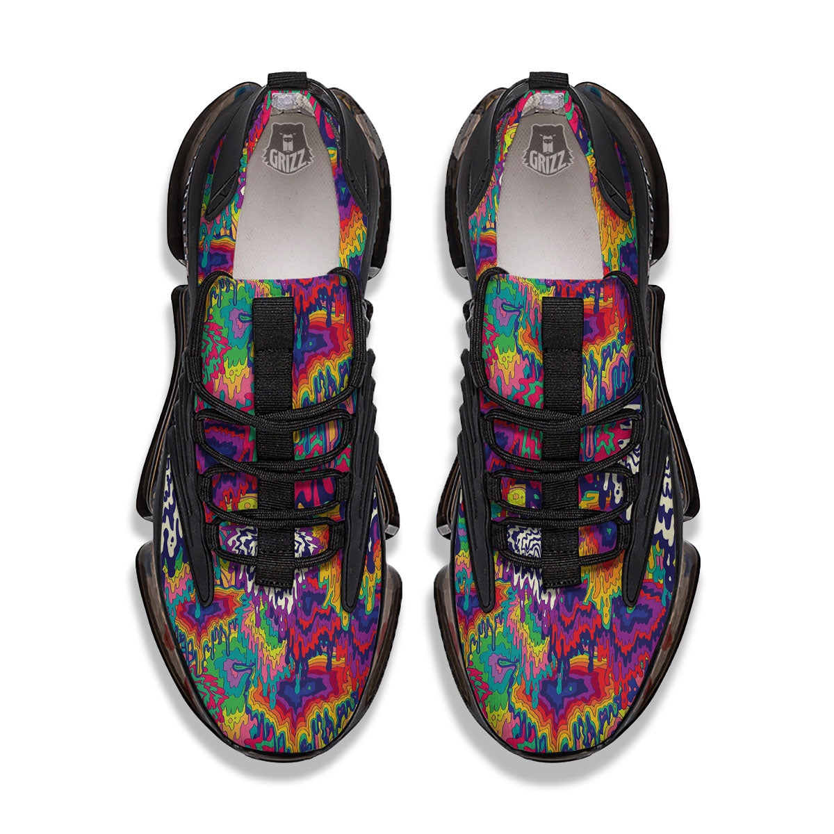 Illusion Psychedelic Print Pattern Black Gym Shoes-grizzshop