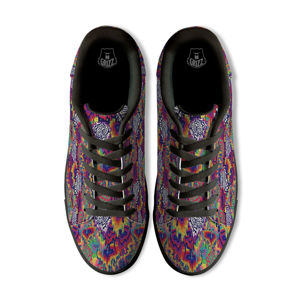 Illusion Psychedelic Print Pattern Black Low Top Sneakers-grizzshop