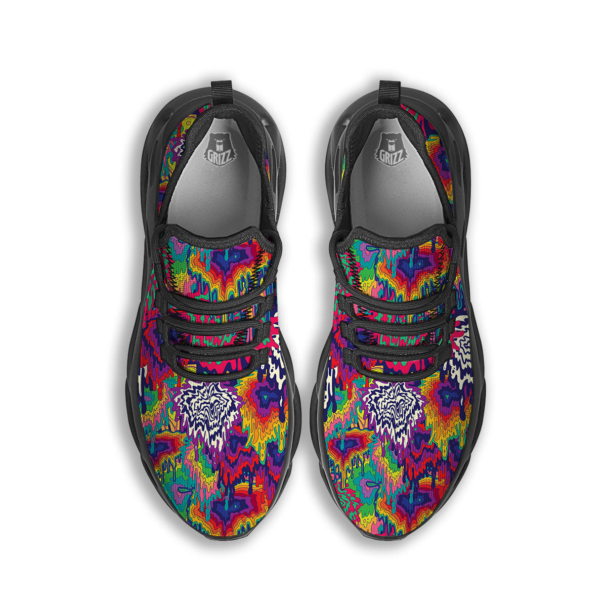 Illusion Psychedelic Print Pattern Black Running Shoes-grizzshop