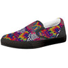 Illusion Psychedelic Print Pattern Black Slip On Shoes-grizzshop