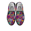 Illusion Psychedelic Print Pattern Black Slip On Shoes-grizzshop