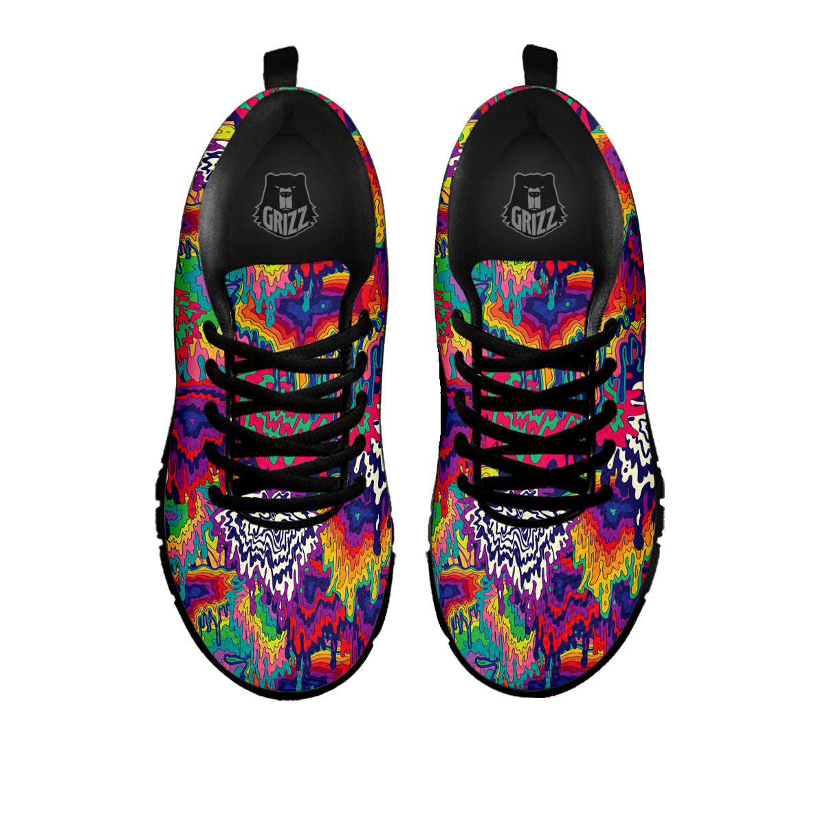 Illusion Psychedelic Print Pattern Black Sneaker-grizzshop