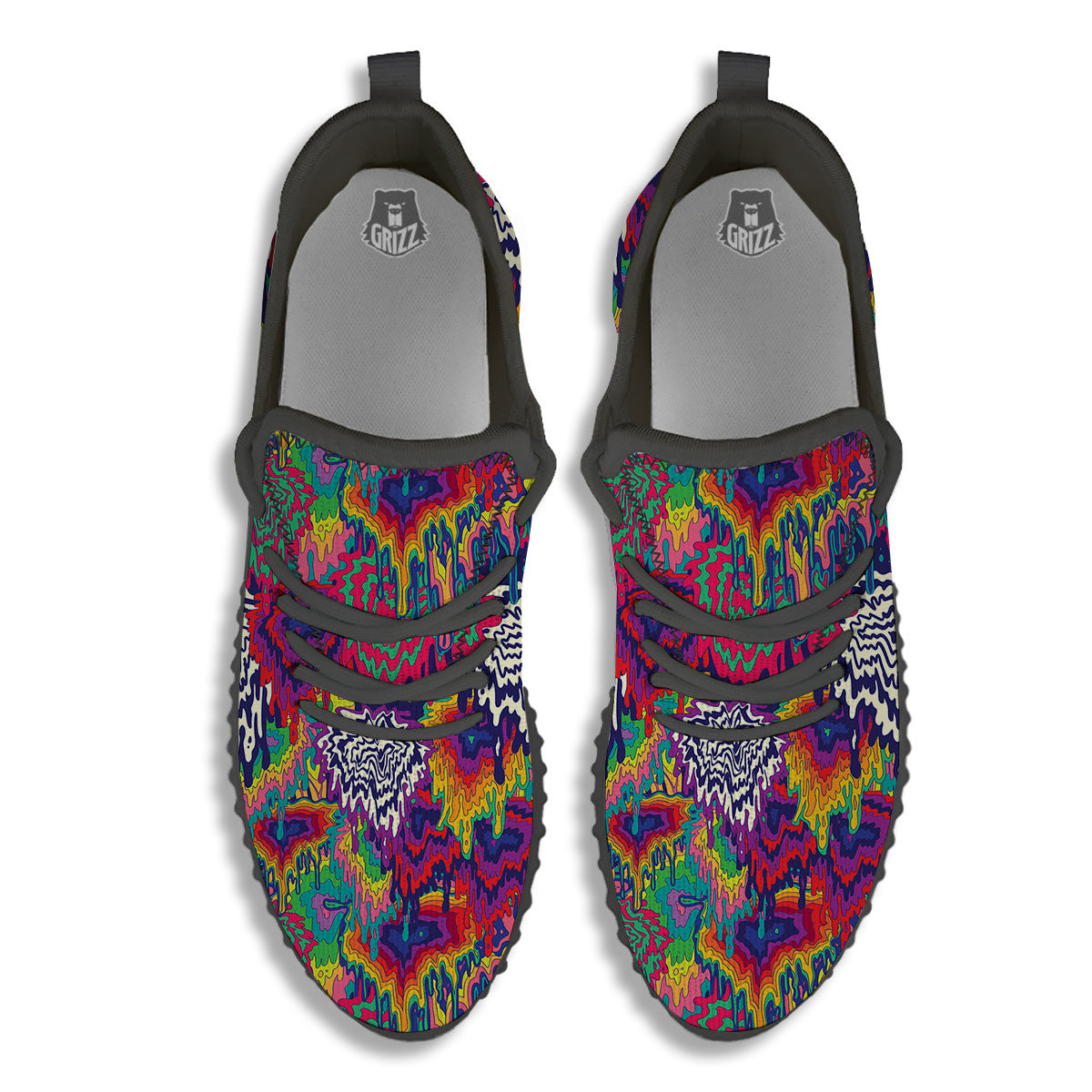 Illusion Psychedelic Print Pattern Black Walking Shoes-grizzshop