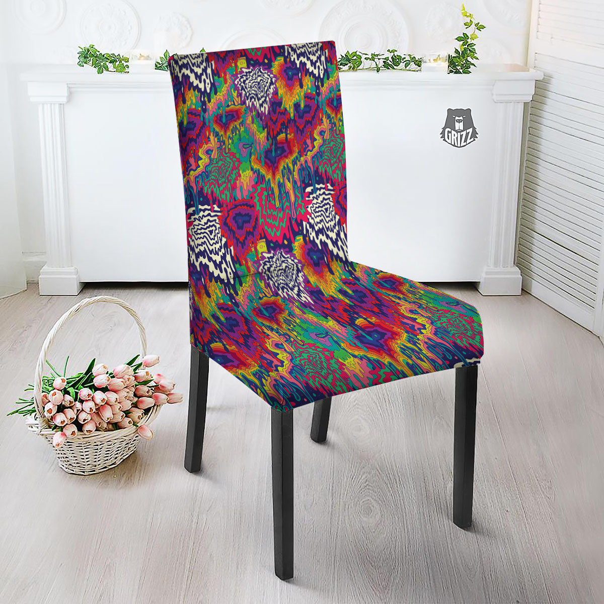 Illusion Psychedelic Print Pattern Dining Chair Slipcover-grizzshop