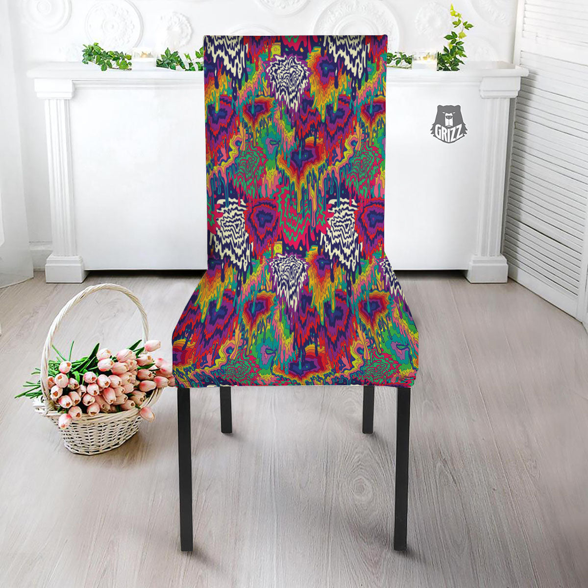 Illusion Psychedelic Print Pattern Dining Chair Slipcover-grizzshop