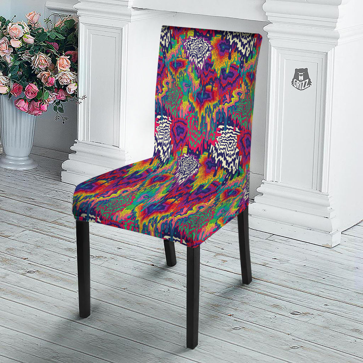 Illusion Psychedelic Print Pattern Dining Chair Slipcover-grizzshop
