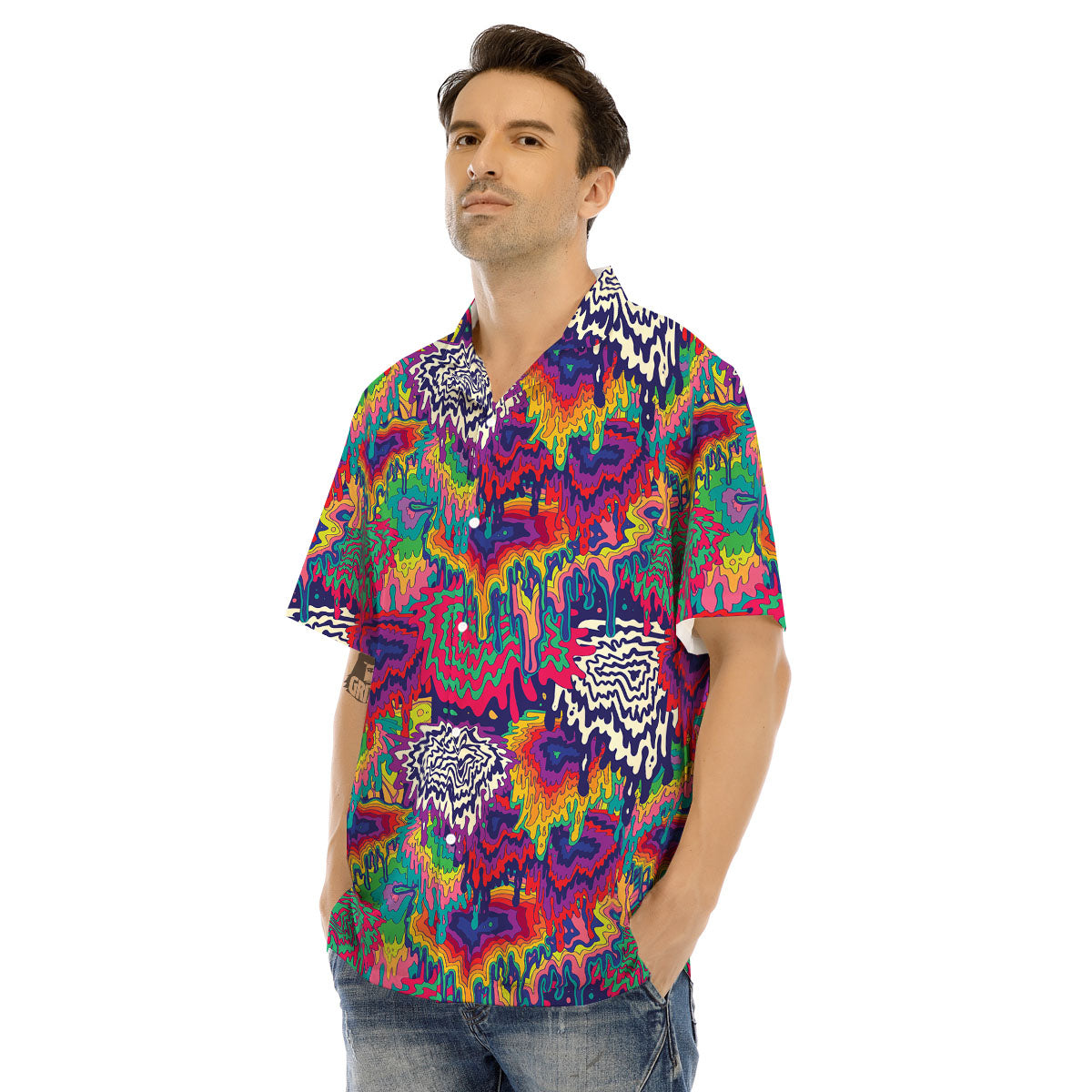 Illusion Psychedelic Print Pattern Men's Hawaiian Shirt-grizzshop