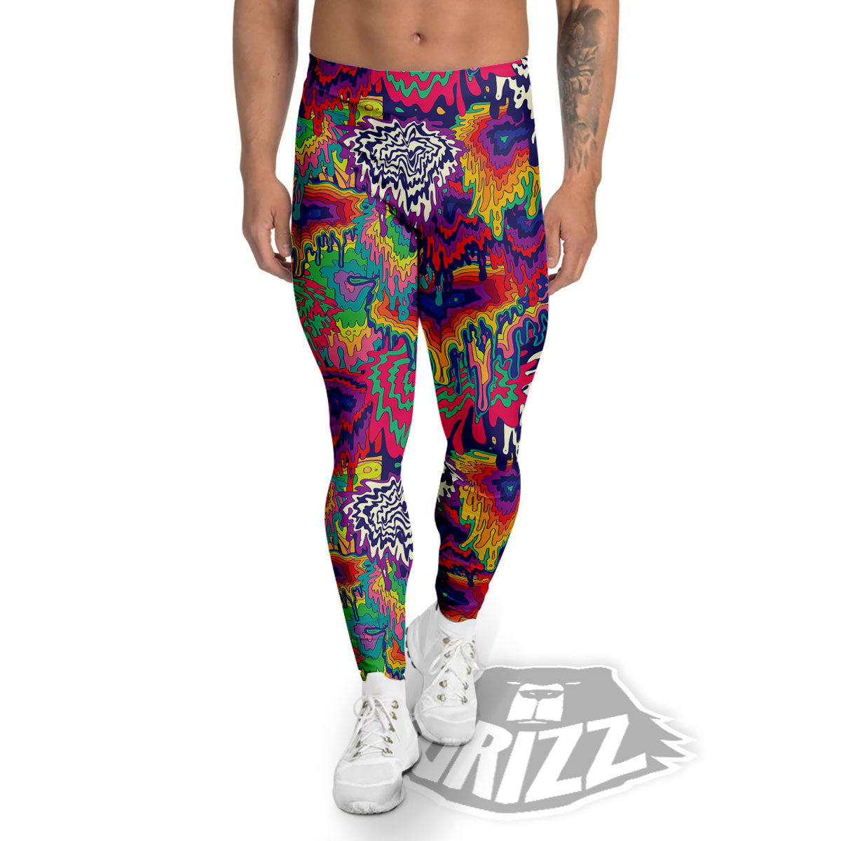 Illusion Psychedelic Print Pattern Men's Leggings-grizzshop