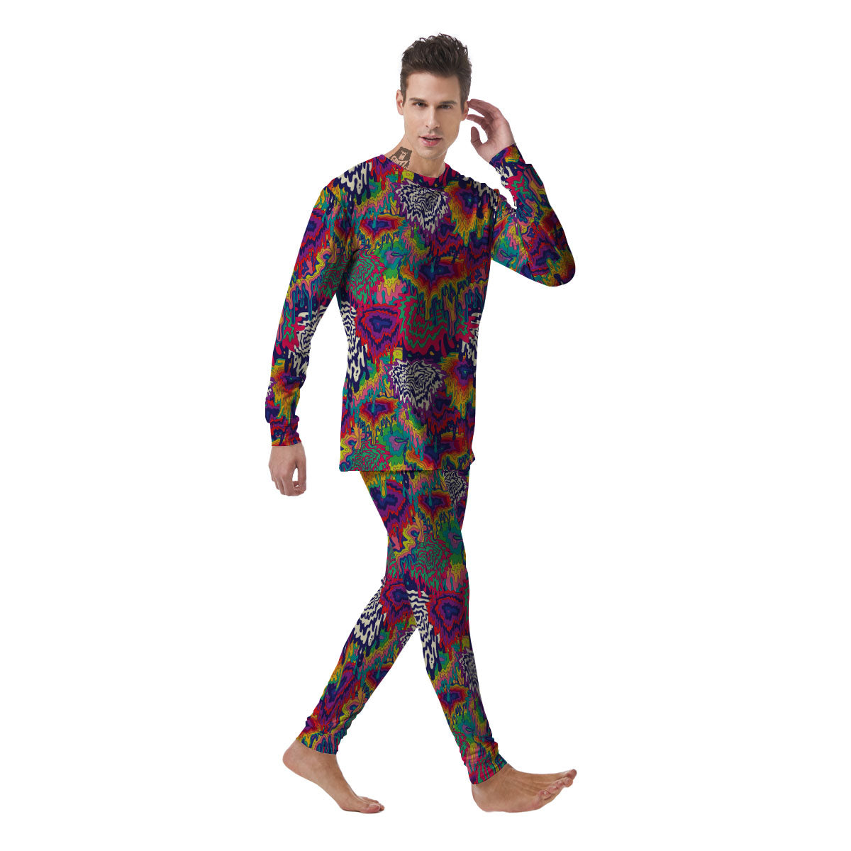 Illusion Psychedelic Print Pattern Men's Pajamas-grizzshop