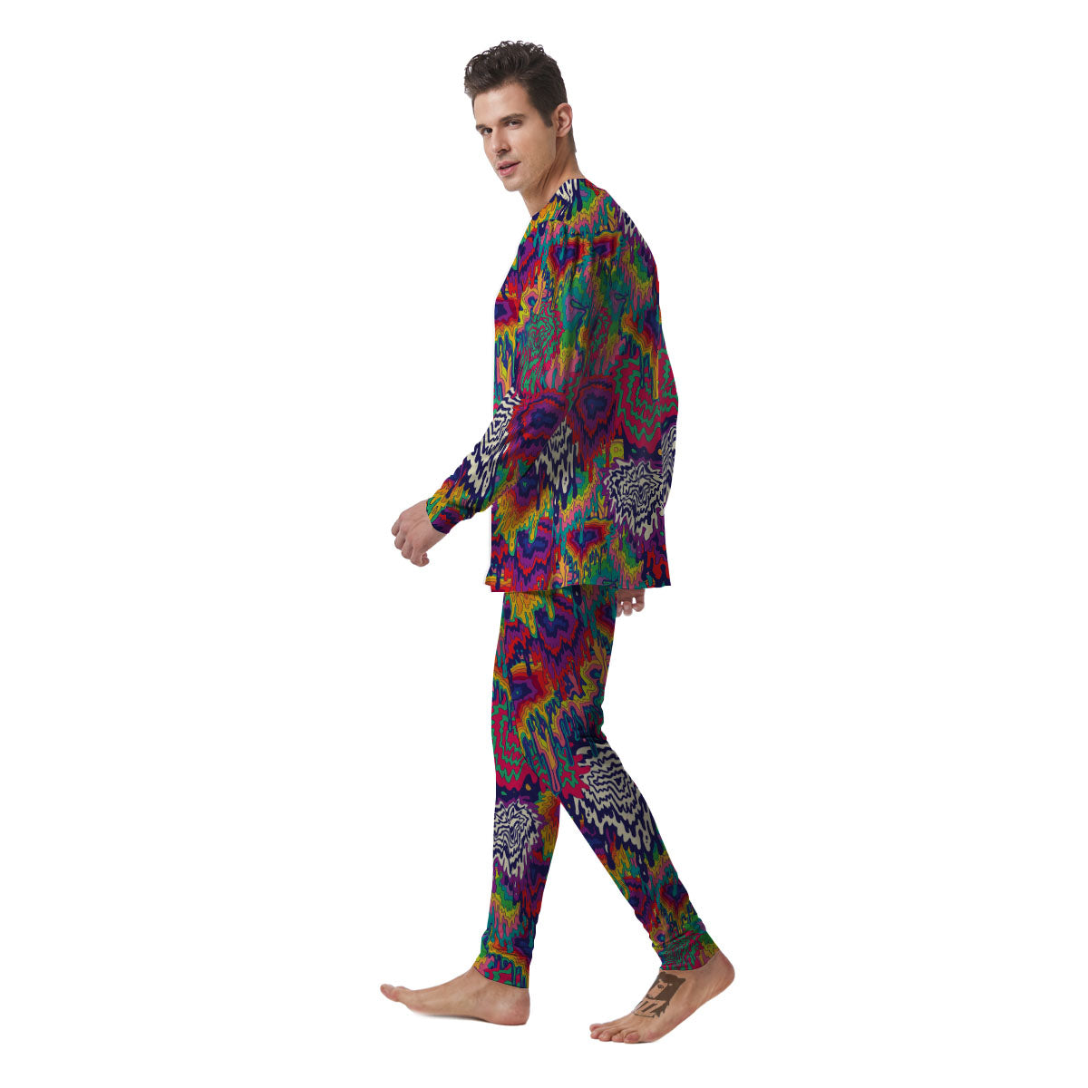 Illusion Psychedelic Print Pattern Men's Pajamas-grizzshop