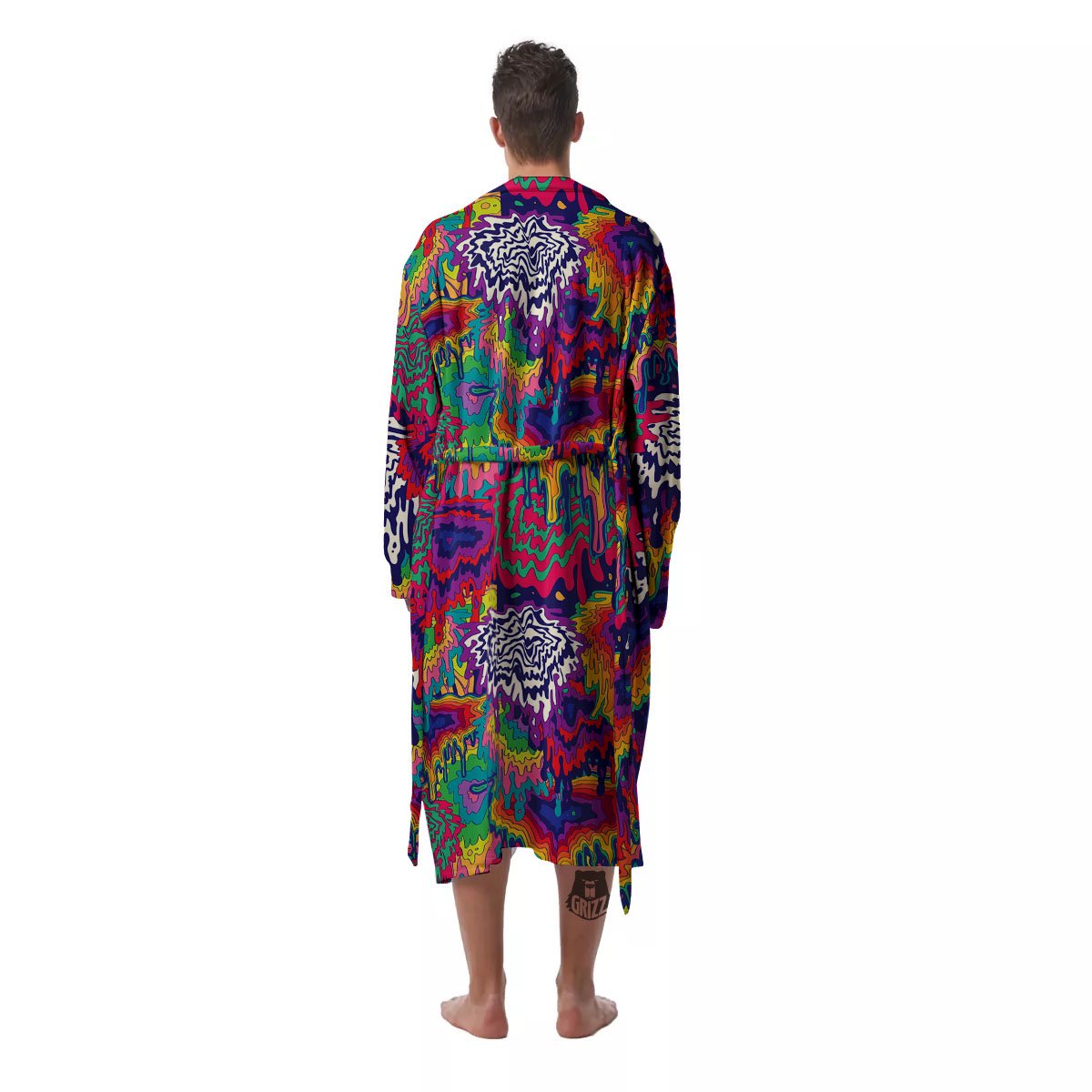 Illusion Psychedelic Print Pattern Men's Robe-grizzshop