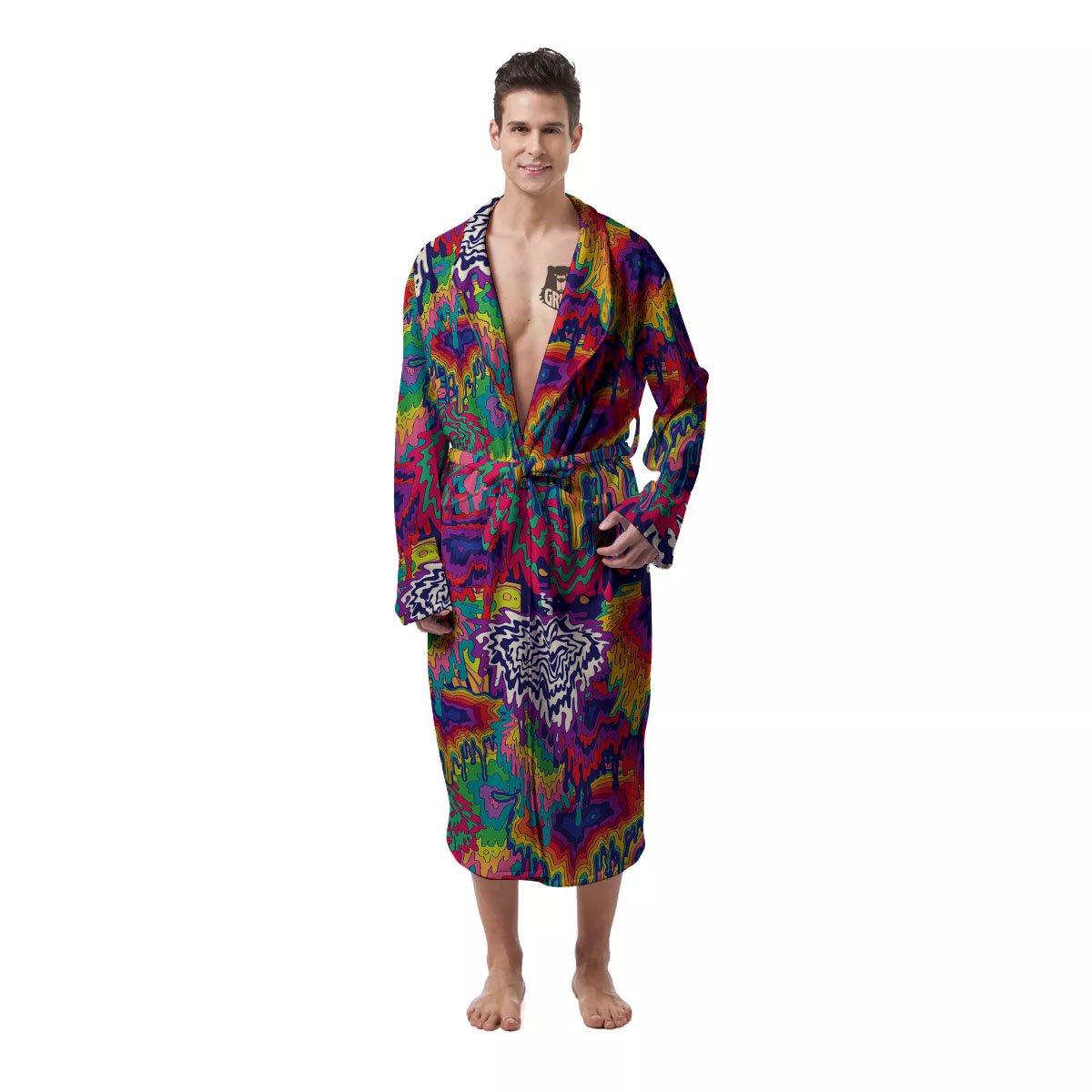 Illusion Psychedelic Print Pattern Men's Robe-grizzshop