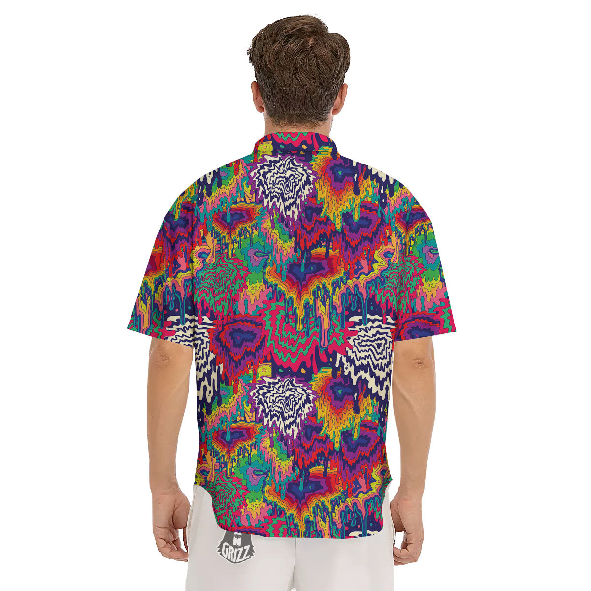 Illusion Psychedelic Print Pattern Men's Short Sleeve Shirts-grizzshop