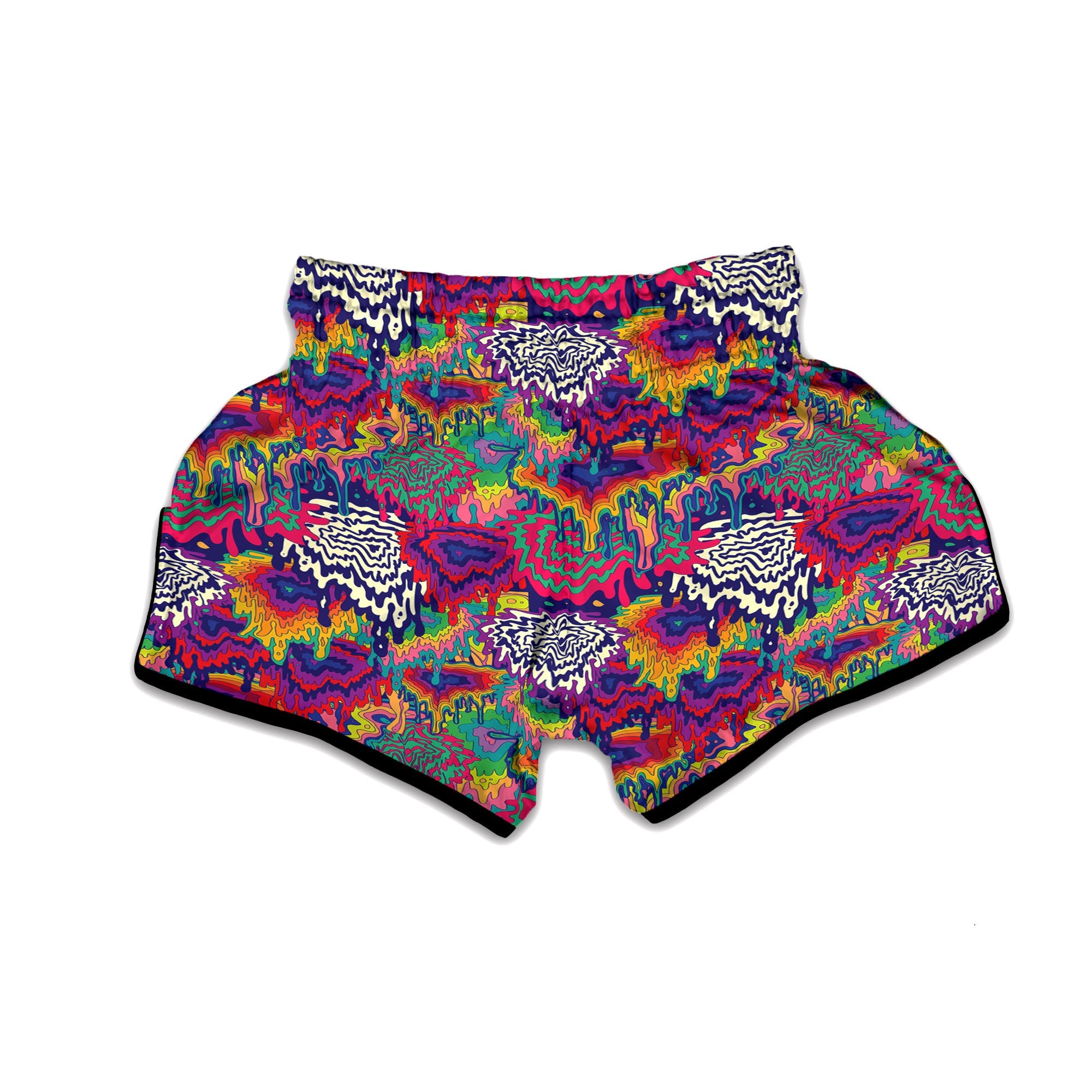 Illusion Psychedelic Print Pattern Muay Thai Boxing Shorts-grizzshop