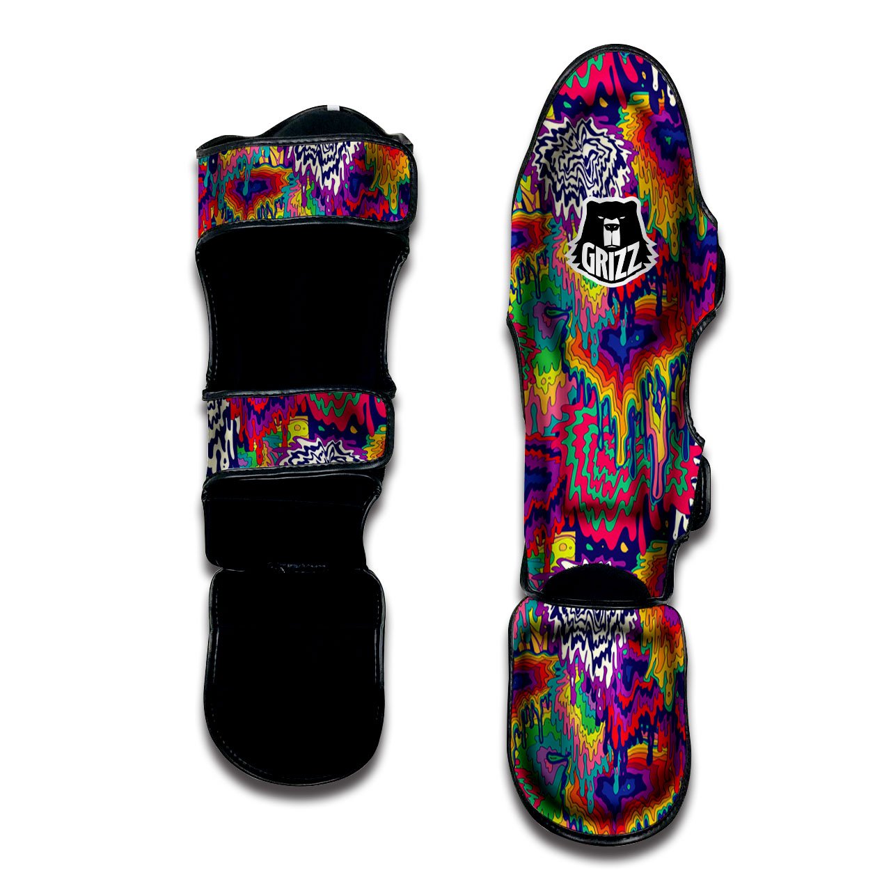 Illusion Psychedelic Print Pattern Muay Thai Shin Guards-grizzshop