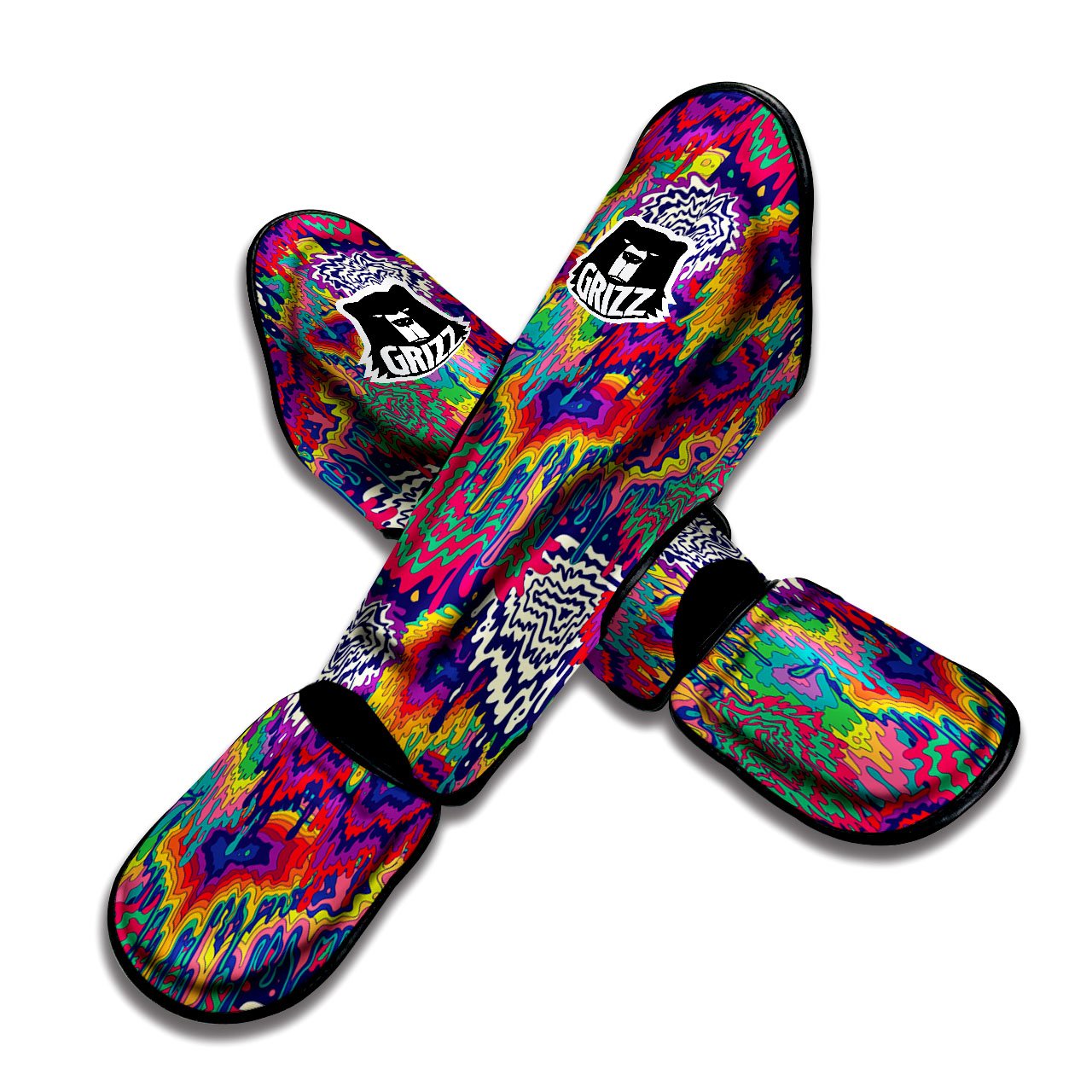 Illusion Psychedelic Print Pattern Muay Thai Shin Guards-grizzshop