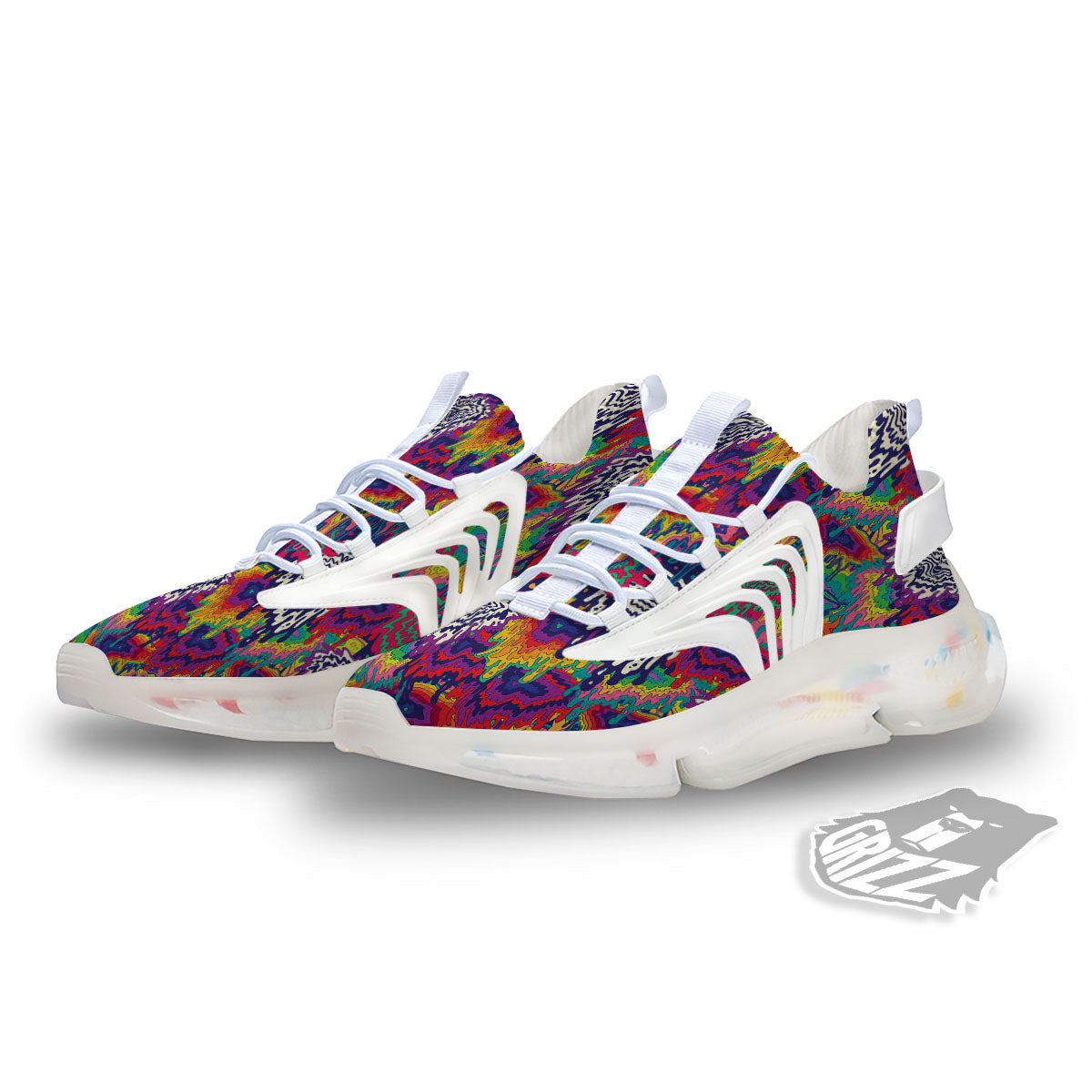 Illusion Psychedelic Print Pattern White Gym Shoes-grizzshop