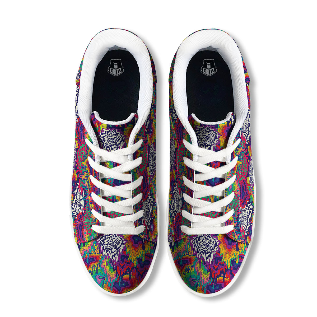 Illusion Psychedelic Print Pattern White Low Top Sneakers-grizzshop