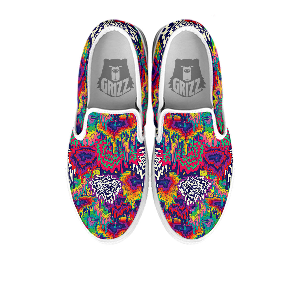 Illusion Psychedelic Print Pattern White Slip On Shoes-grizzshop