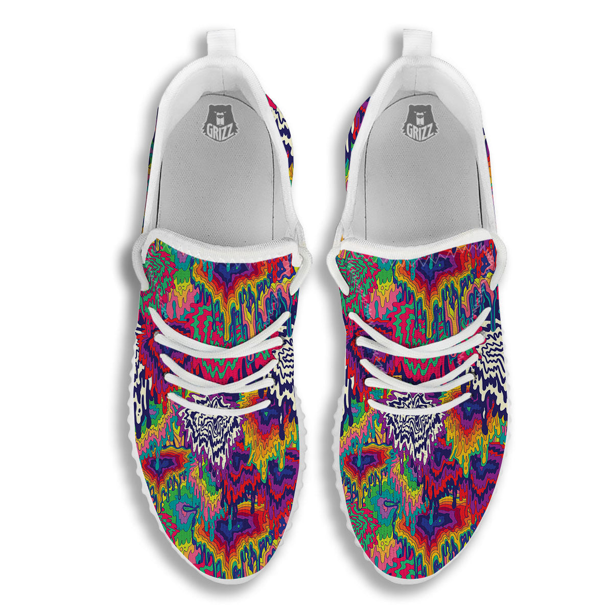 Illusion Psychedelic Print Pattern White Walking Shoes-grizzshop