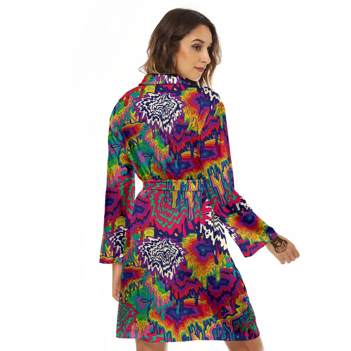 Illusion Psychedelic Print Pattern Women's Robe-grizzshop