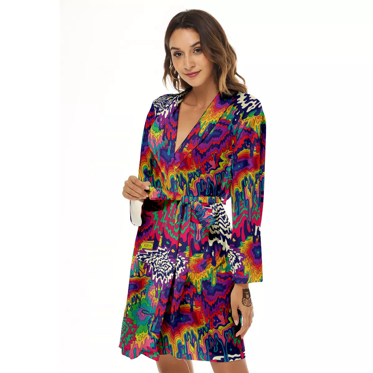 Illusion Psychedelic Print Pattern Women's Robe-grizzshop