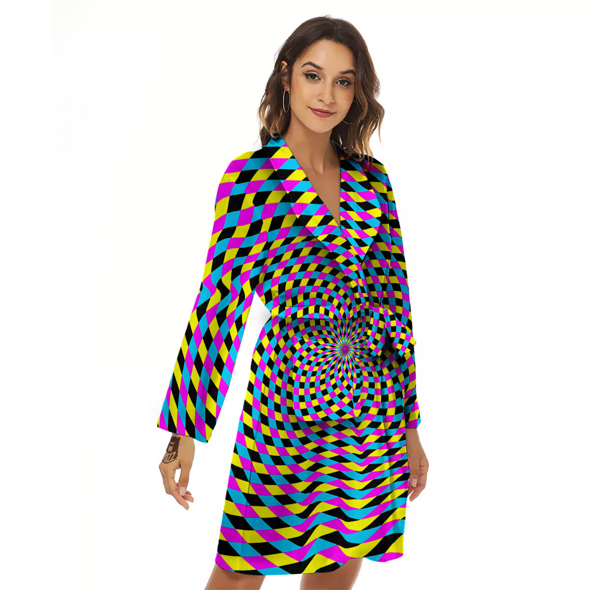 Illusion Spiral Colorful Print Women's Robe-grizzshop