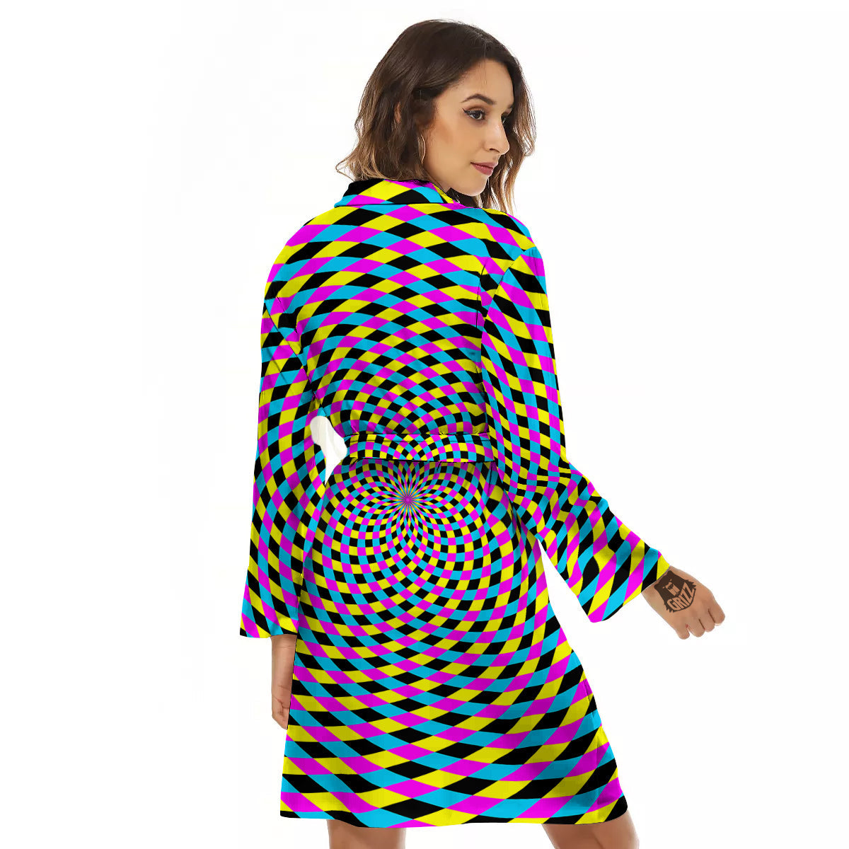 Illusion Spiral Colorful Print Women's Robe-grizzshop