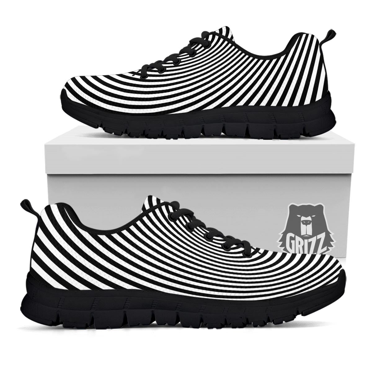 Illusion Swirl Optical Print Black Sneaker-grizzshop