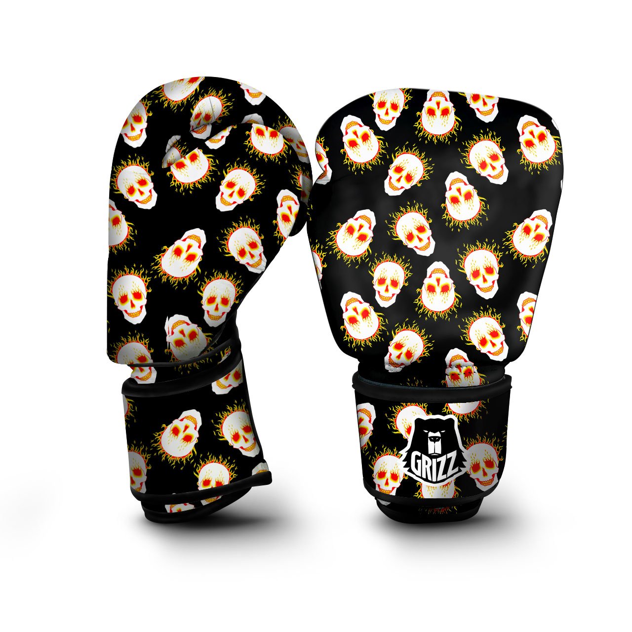 In Flames Skull Print Pattern Boxing Gloves-grizzshop