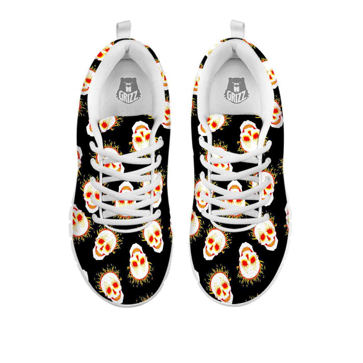 In Flames Skull Print Pattern White Sneaker-grizzshop