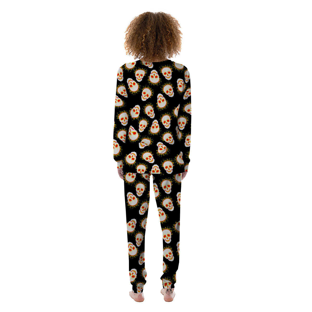 In Flames Skull Print Pattern Women's Pajamas-grizzshop