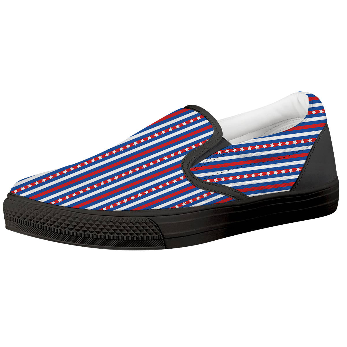 Independence Day USA Print Pattern Black Slip On Shoes-grizzshop